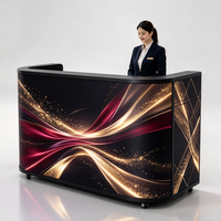 Comptoir d'accueil LED en forme de U, panneau LED à taux de rafraîchissement élevé, portable avec roulettes, contenu multimédia personnalisable librement