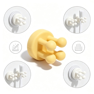Self Adhesive Silicone <b>Toothbrush</b> Clip Flexible <b>Wall</b> <b>Mount</b> <b>Toothbrush</b> <b>Holder</b> for Bathroom Vanity - Product Image 2