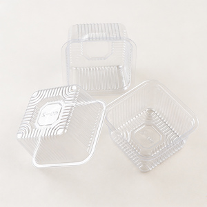 Квадратные полупрозрачные одноразовые лотки из ПП/ПЭТ для пищевых продуктов, для выпечки, розничной торговли, торговых центров, для лунных пряников и печенья, 8.8x8.8x3.8см - Product Image 2