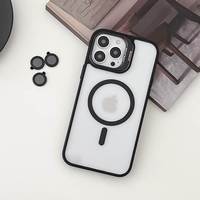 Étui de téléphone en métal de haute qualité avec support magnétique électroplaqué pour appareil photo, compatible avec 16/15 Pro Max/14 Plus/13/12/11/17