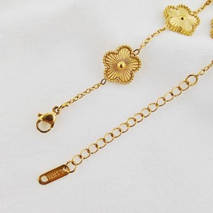 डिजाइनर गहने स्टेनलेस स्टील पांच पत्ती क्लैवर 18k सोने की प्लेटेड एडजस्टेबल फैशन कंगन और चूड़ियां उपहार - Product Image 4