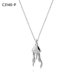 Amy Amy Jellyfish Pendant Necklace <b>Silver</b> Plated Stainless Steel Women's Casual Everyday Wear Gift Fashion Jewelry C3140 - Product Image 1