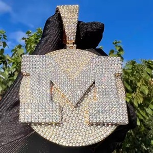 High Quality Customized 14 mm Cuban Link Moissanite Diamond Pendant 925 Sterling <b>Silver</b> Diamond Pendant For Men's - Product Image 6