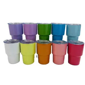 US Warehouse RTS 2oz mini shot glass tumbler 3oz DIY blank sublimation mixed 10 color seamless with stainless steel straw