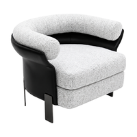 Fauteuil d'appoint rembourré en cuir bouclé avec pieds noirs, personnalisable OEM pour hôtel et salon