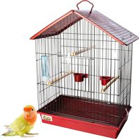 Grande cage à oiseaux en fer, design triangulaire, cadre durable avec revêtement en poudre, réglable et sécurisée pour les oiseaux de petite/moyenne/grande taille - Intérieur/Extérieur