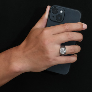 แหวนเข็มทิศไวกิ้งสำหรับผู้ชาย เหล็กสีดำ ไทเทเนียมสตีลแบบดิสเทรส ลายสัญลักษณ์นอร์ดิก เครื่องประดับสำหรับใส่ทุกวัน - Product Image 4