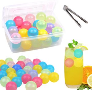Grossiste Accessoires de Bar Réutilisables Transparents en Plastique Alimentaire Réutilisable et Résistant à la Chaleur, Sphères Colorées en PE, Glaçons Ronds - Product Image 1