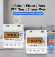 Medidor de Energía Inteligente WiFi Tuya DDS6619-047, Monofásico, 2 Cables, Corriente 5(100)A, 230V 50Hz, Multifunción, 8 Pantallas de Datos
