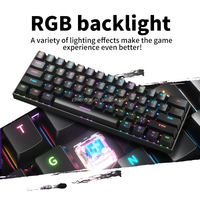 Teclado Mecánico para Juegos ZIFRIEND H61k 60% 61 Teclas con Interruptores Azules y Rojos para Computadora Portátil y PC
