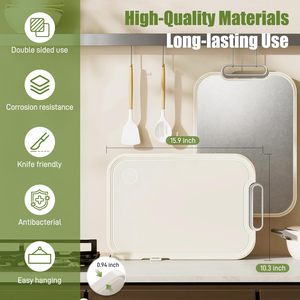 Tabla de Cortar de Titanio para Cocina, Doble Cara, Titanio Puro, Paja de Trigo, PP, Grado Alimenticio, Antideslizante, Duradera - Product Image 3
