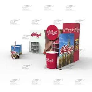 Branded Kiosk Displays Booth Trade Show Modular Exhibition Stand Tension Fabric Backdrop Exhibition Booth for Sale