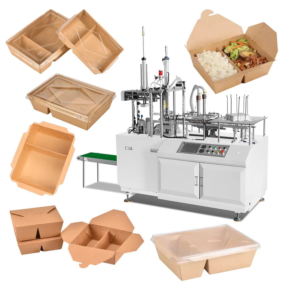 Hộp Ăn Trưa dùng một lần tự động tạo thành máy làm thùng carton hộp thức ăn nhanh tạo thành máy làm