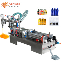 Machine de remplissage liquide pneumatique horizontale semi-automatique à deux têtes G2WY de 5 à 5000 ml pour le lait, les boissons, le shampoing, l'huile, l'eau, le jus