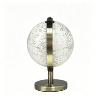 Mini globe terrestre blanc 10,6 cm, globe en papier avec support métallique, décoration de bureau vintage, globe terrestre pour le bureau, la maison, cadeau