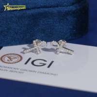 Boucles d'oreilles en diamant de laboratoire HPHT en argent massif 925 plaqué rhodium, avec fermoir à vis, style Iced Out, en promotion