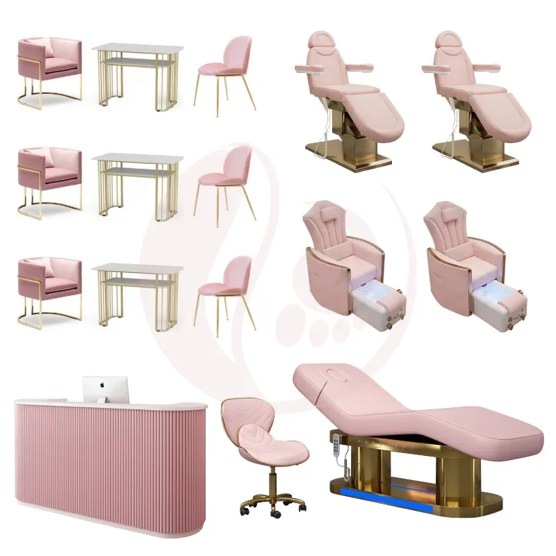 Set di mobili di lusso salone custom elettrico beauty spa letto per il viso poltrona massaggiante set di mobili cosmetici per la vendita
