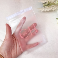 Bolsa con cremallera esmerilada biodegradable con logotipo de impresión personalizado, bolsa con cremallera pequeña de plástico transparente con cierre de cremallera de PVC para embalaje de joyería