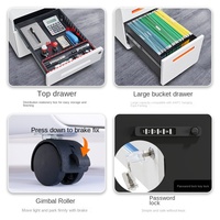 Archivador de Oficina de Acero con Tres Cajones, Móvil, con Cerradura, Diseño Moderno y Simple, Transfronterizo