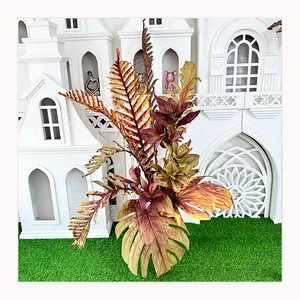 QYY hot selling artificial dried leaves sanweikui Kentia Palm medium-sized preserved flower home decoration low price wholesale