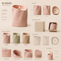 FUBEI LIVING Décoration d'intérieur Cadeau Pot à bougie en céramique mate au design sac en papier froissé 3D, Bougie parfumée à la cire de soja avec mèche en bois