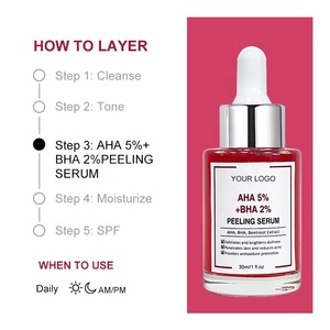 Tùy chỉnh làm sống lại AHA & BHA làm trắng Vegan vitamin B5 hyaluronic axit trái cây chất làm sáng làn da mịn màng Xua tan mụn trứng cá huyết thanh - Product Image 3