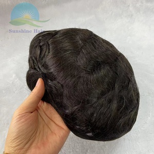 Pelucas de <span class=keywords><strong>hombre</strong></span> con línea de cabello natural Parche de cabello brasileño <span class=keywords><strong>para</strong></span> hombres <span class=keywords><strong>Peluca</strong></span> inyectada de piel delgada con ondas corporales de baja densidad 0,03 0,02 - Product Image 5