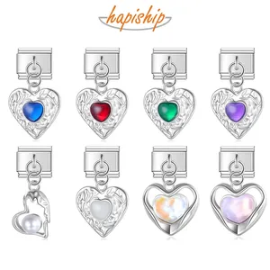 Hapiship 2024 nueva moda romántica corazón amor encanto italiano enlaces ajuste 9mm pulsera de acero inoxidable DIY hacer joyería DJ651 - Product Image 1