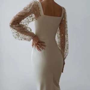 Vestidos Midi de Manga Larga con Bordado y Diseño Simple para Mujer, al por Mayor, Personalizados, OEM, de Alta Calidad - Product Image 5