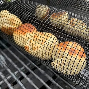 Cesta de barbacoa rodante de acero inoxidable OEM, <span class=keywords><strong>cilindro</strong></span> de barbacoa redondo para exteriores, parrilla de barbacoa - Product Image 1
