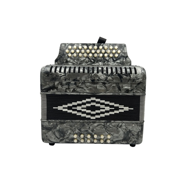 OEM Professional Diatonic Accordion Instrument 31 Buttons & 12 Bass Student Grey Celluloid White Buttons JB3112A Model