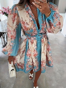 Nouvelle robe midi bohème en dentelle pour femmes, élégante, ajustée, à manches lanternes, col montant, style <span class=keywords><strong>vintage</strong></span> français - Product Image 1