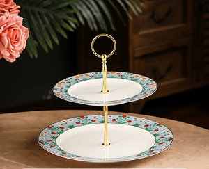 New British Style Porcelain 2-<b>layer</b> Cake Plate for Afternoon Tea and Home Use - Product Image 6
