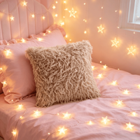 Coussin décoratif en fausse fourrure beige, coussin moelleux et duveteux pour canapé, lit, salon