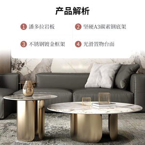 Marble Coffee <b>Table</b> Black <b>Gold</b> Bronze Minimalist Living Room Furniture <b>Round</b> <b>Table</b> for Apartment Home Decor - Product Image 1