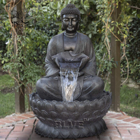 Statue de Bouddha en cuivre de taille réelle pour jardin, fontaine d'eau en bronze, sculptures de fontaines en cascade à vendre