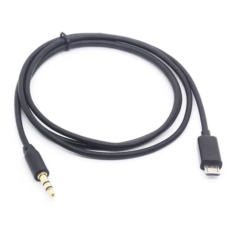 Micro USB to 3.5mm Cable - Gold Plated 3 Pole 3.5mm Male to Micro B Male Car Aux Audio Extension Cord