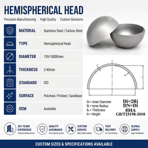 Tapa de tubería hemisférica sin costura de pared gruesa para uso pesado en tuberías de petróleo y gas - Product Image 2