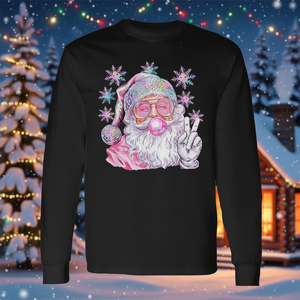 Camiseta de manga larga vintage retro de Papá Noel, gafas de sol rosas y chicle - Product Image 3