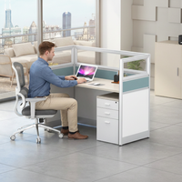 Poste de travail de centre d'appels de bureau moderne en MDF avec cloison et armoire de rangement