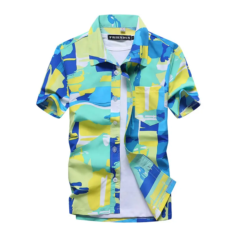 Mens Summer Vintage Tropical Shirts Short Sleeve Button Down Hawaiian Men's New Hawaiian Resort Style Print Short Sleeve Shirt