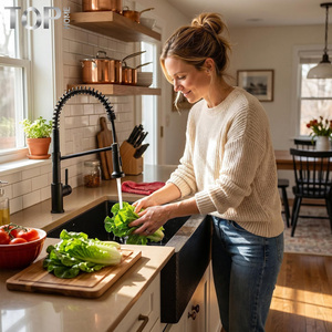 Évier de cuisine commercial en acier inoxydable 304 fait main, à cuve unique, surface brossée, design moderne, avec robinet certifié CUPC - Product Image 4