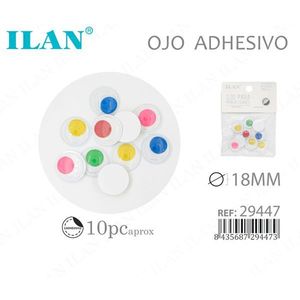 ILAN Occhi Adesivi Colorati 18mm Per Progetti Creativi 10pz Circa - Product Image 2