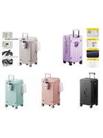 Maleta Trolley Kamail Blanca con Rayas Verticales de Neopreno, 4 Ruedas Giratorias, Carcasa Rígida, Candado TSA, Gran Capacidad, Universal y Moderna