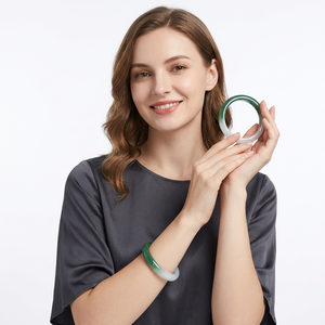Brazil Fashion Green Agate Round Bar Chalcedony <b>Bangle</b> Natural Children's Jewelry JNE Trendy Gift China Wholesale - Product Image 2