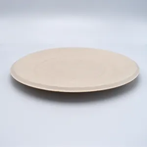 One-off Tray Environmental Friendly Microwave Restaurant Biodegradable Sugar Cane Pulp Circular Food Tray Small Ellipse