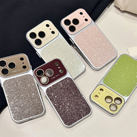 Casing HP Minimalis Mewah dengan Jendela Besar, Gradasi Glitter, dan Pelindung Lensa untuk iPhone 17 16 15 14 13 Pro Max