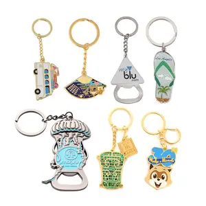 Atacado Design Personalizado Trolley Token Keyring Sapatos/Carro/Cão Abridor de Garrafas Ouro Blanks Metal Keyrings