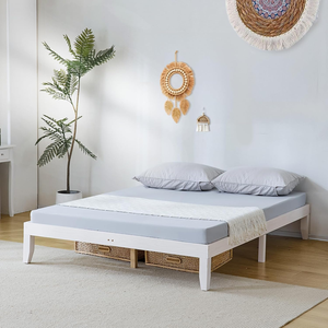Cadre de <span class=keywords><strong>lit</strong></span> pleine grandeur en pin massif, plateforme de <span class=keywords><strong>lit</strong></span> de style mid-century avec rangement de 12 pouces, <span class=keywords><strong>hauteur</strong></span> réglable, pour enfants et adultes, style bohème, sans sommier - Product Image 1