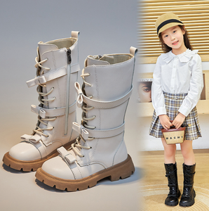Girls' Boots New Children's Princess Leather Boots Girls' Bow <b>High</b> Fashion Boots - Product Image 2